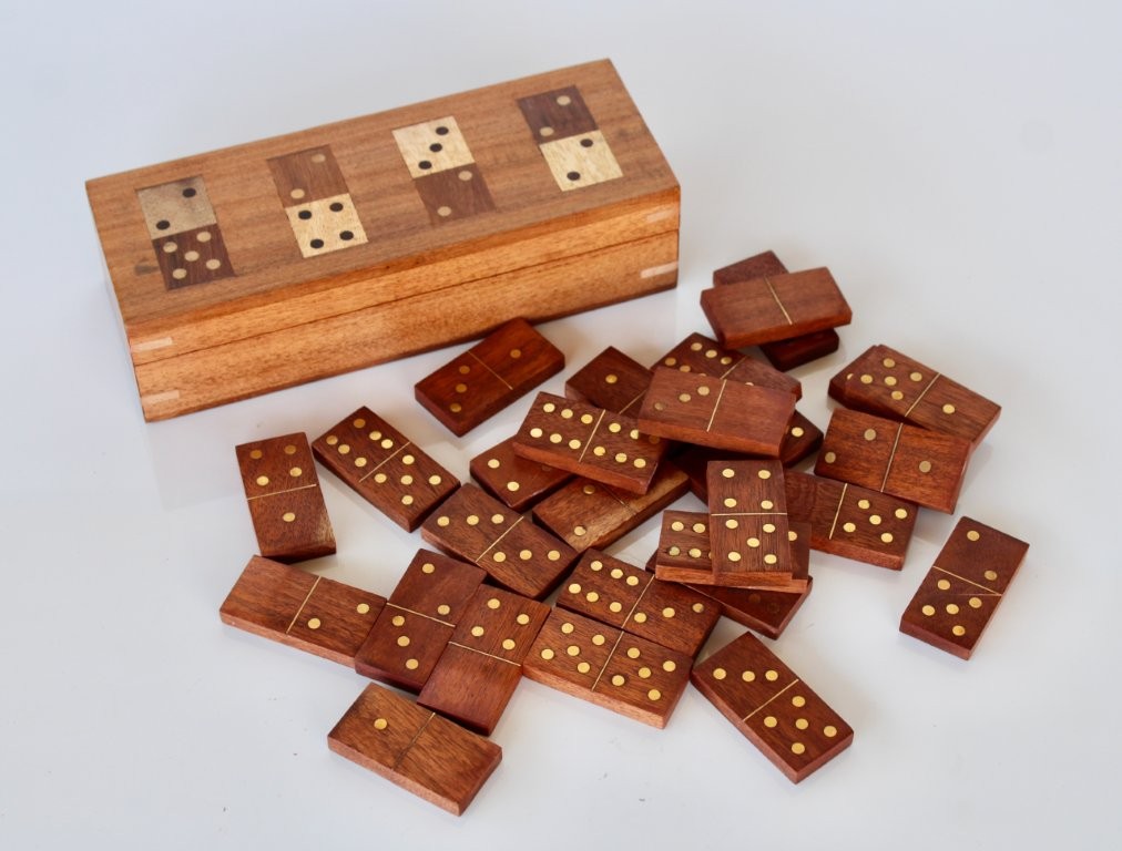 Wooden Box With Dominoes